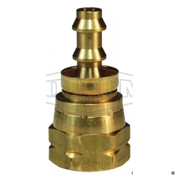 Hose Barb Fitting with Brass Cap, 45Deg Female SAE Swivel x Push-On Hose Barb End Style, Brass